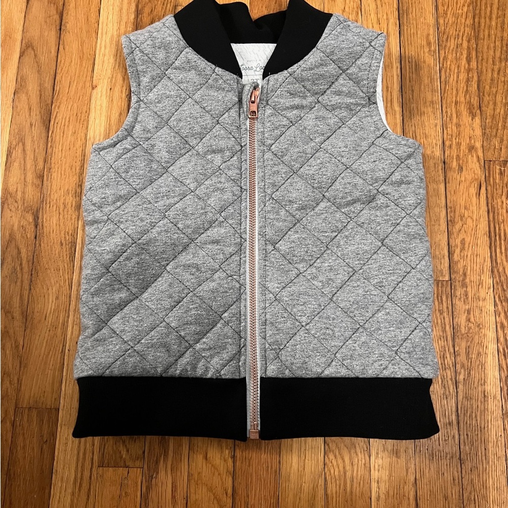 Toora Loora 3T Quilted Grey Vest with Black Trim